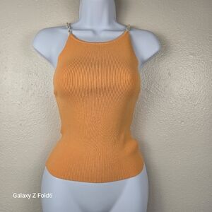 House of Harlow 1960 Orange Pearl Strap Tank Top Small AS SEEN ON TV Nicole Rich